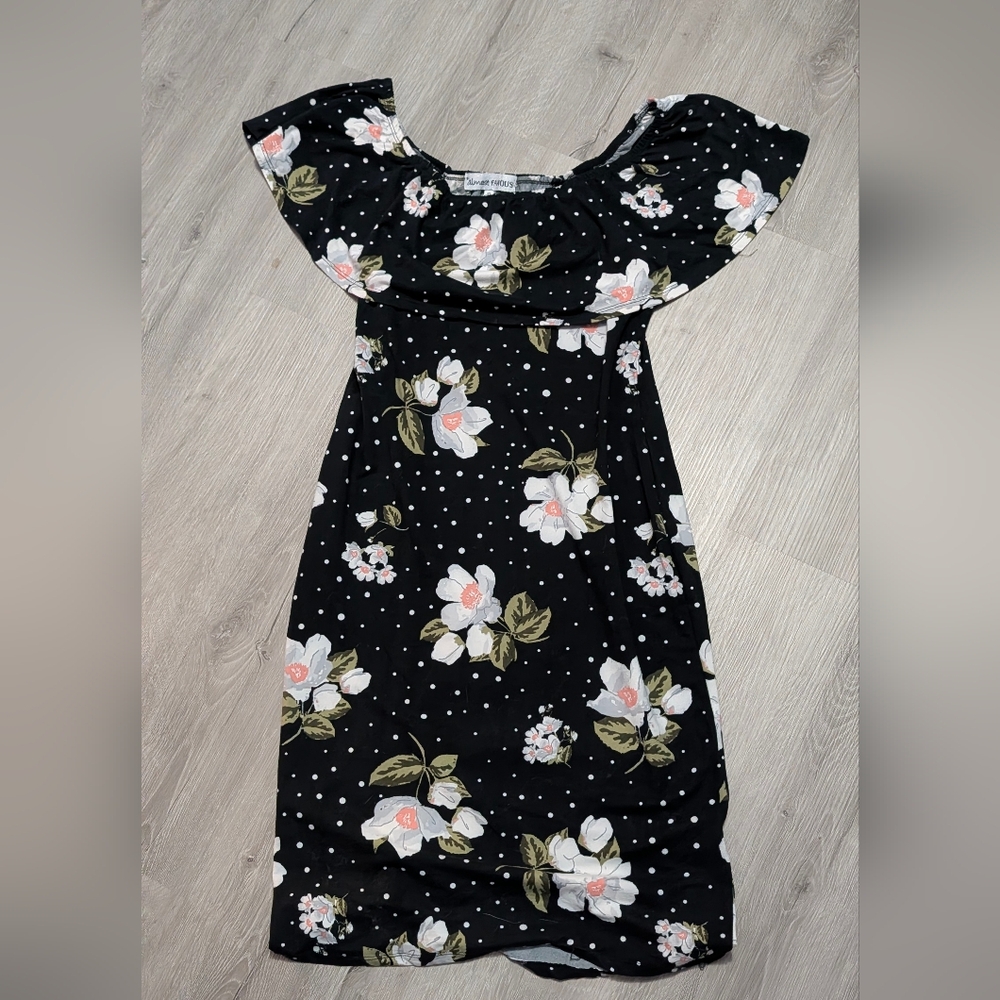 Almost Famous Black Floral Off-Shoulder Dress